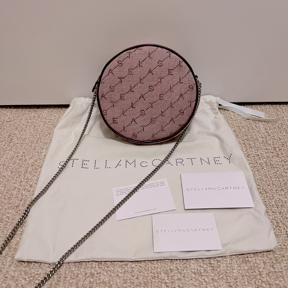 New Stella McCartney Monogram Canvas Crossbody Round Chain Bag